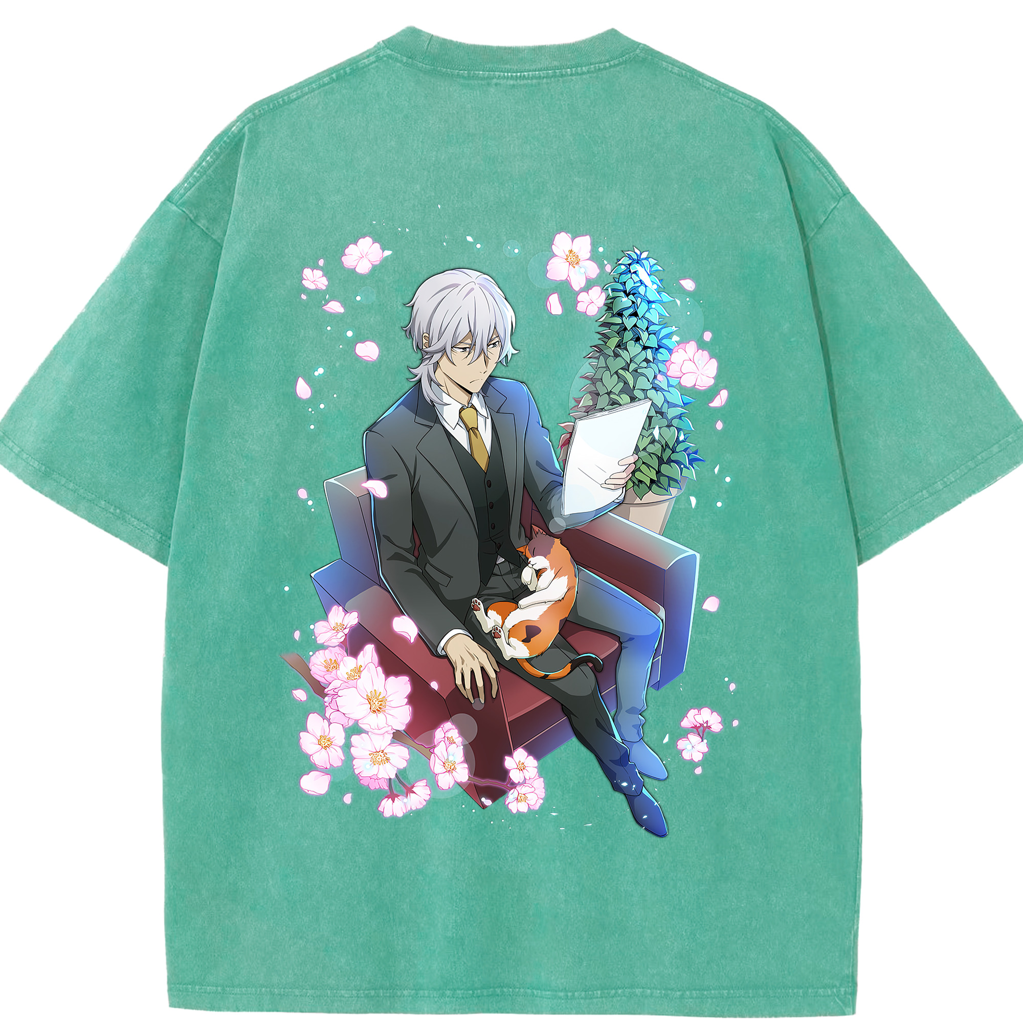 （画像用） 文豪ストレイドッグス Bungo Stray Dogs 綿100% ヴィンテージ風 半袖Tシャツ（背面プリント）